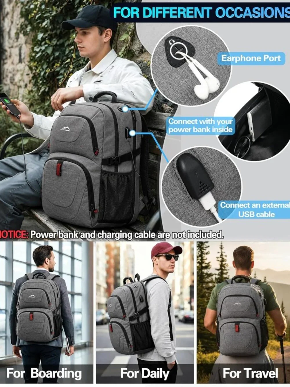 Extra Large Anti-Theft Travel Backpack for 18.4